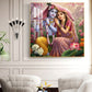 Shri Radha Krishna Glass Finish Square Wall Art