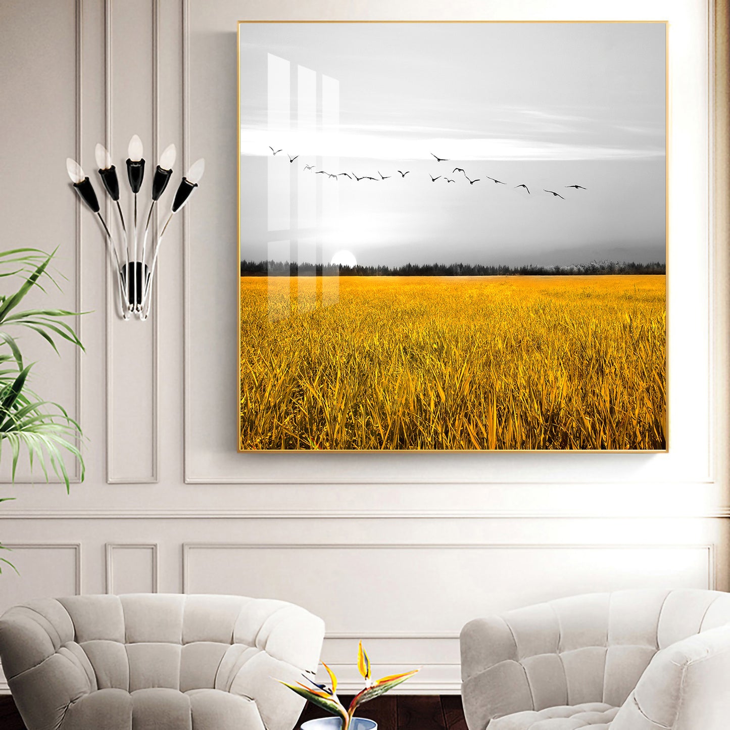 Fields of Freedom Glass Finish Square Wall Art