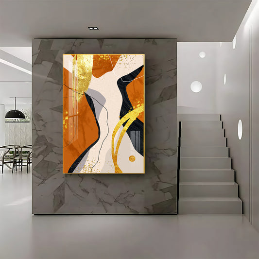Chic Abstraction Glass Finish Vertical Wall Art