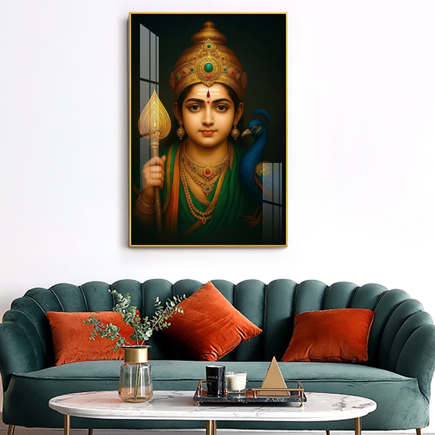 Colorful Kartikey Glass Finish Vertical Wall Art