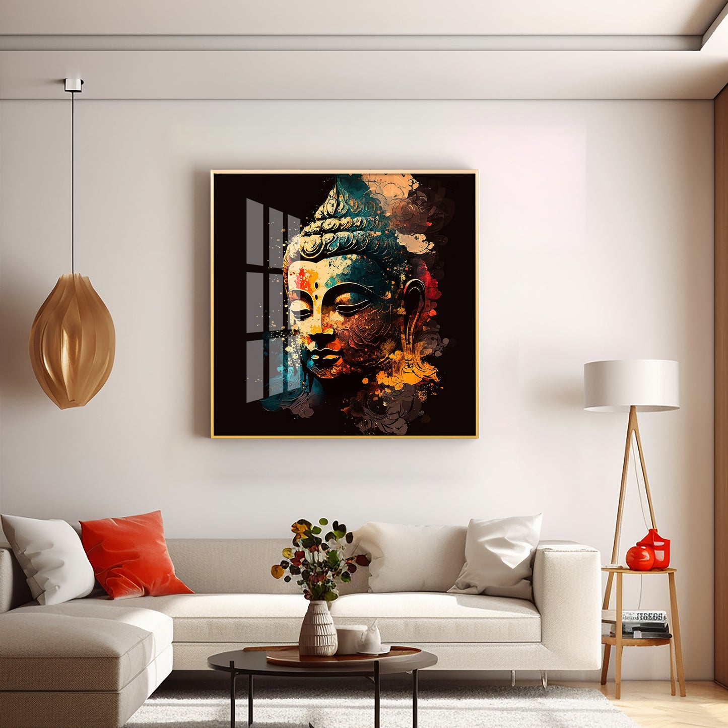 Tranquil Buddha Glass Finish Square Wall Art