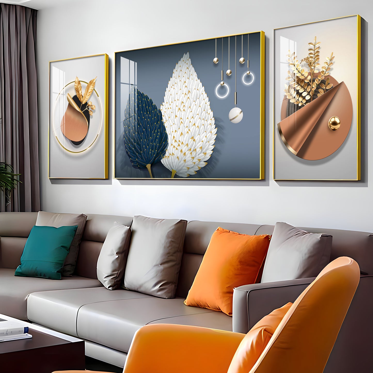 Blossom of Expression Glass Finish Wall Art (Set Of 3)