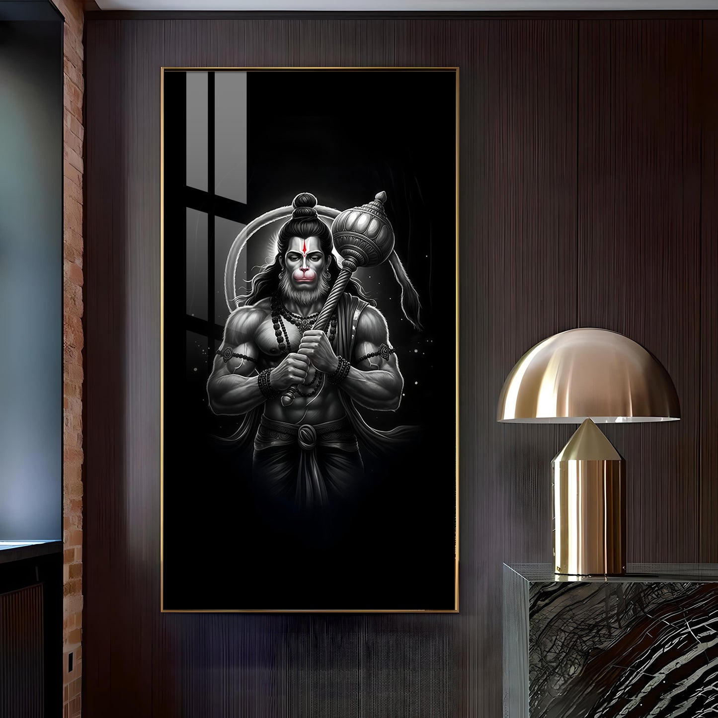 Lord Bajarang Bali Glass Finish Vertical Wall Art