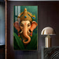 Vibrant Lord ganesha Artwork Glass Finish Vertical Wall Art