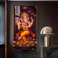 Hindu God Ganesh Glass Finish Vertical Wall Art