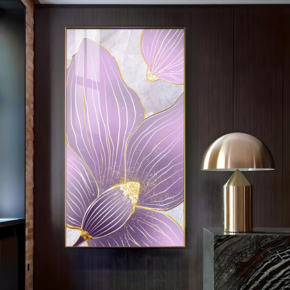 Purple Orchid Glass Finish Vertical Wall Art