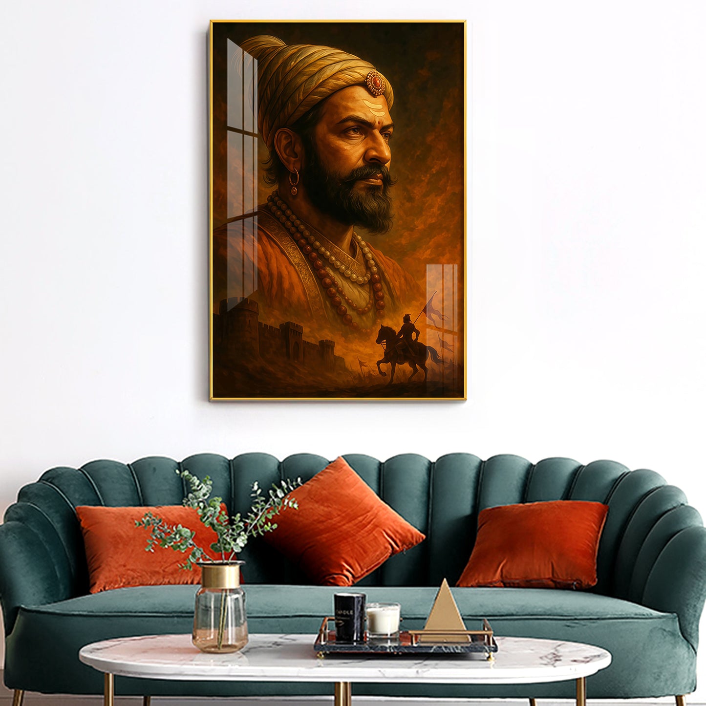 Chhatrapati Shivaji Maharaj Glass Finish Vertical Wall Art