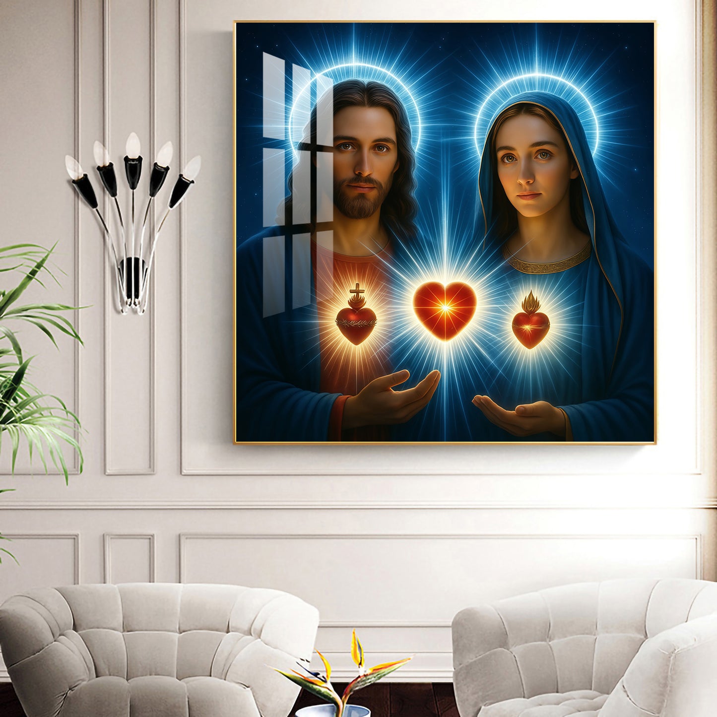 Jesus Spiritual Glass Finish Square Wall Art