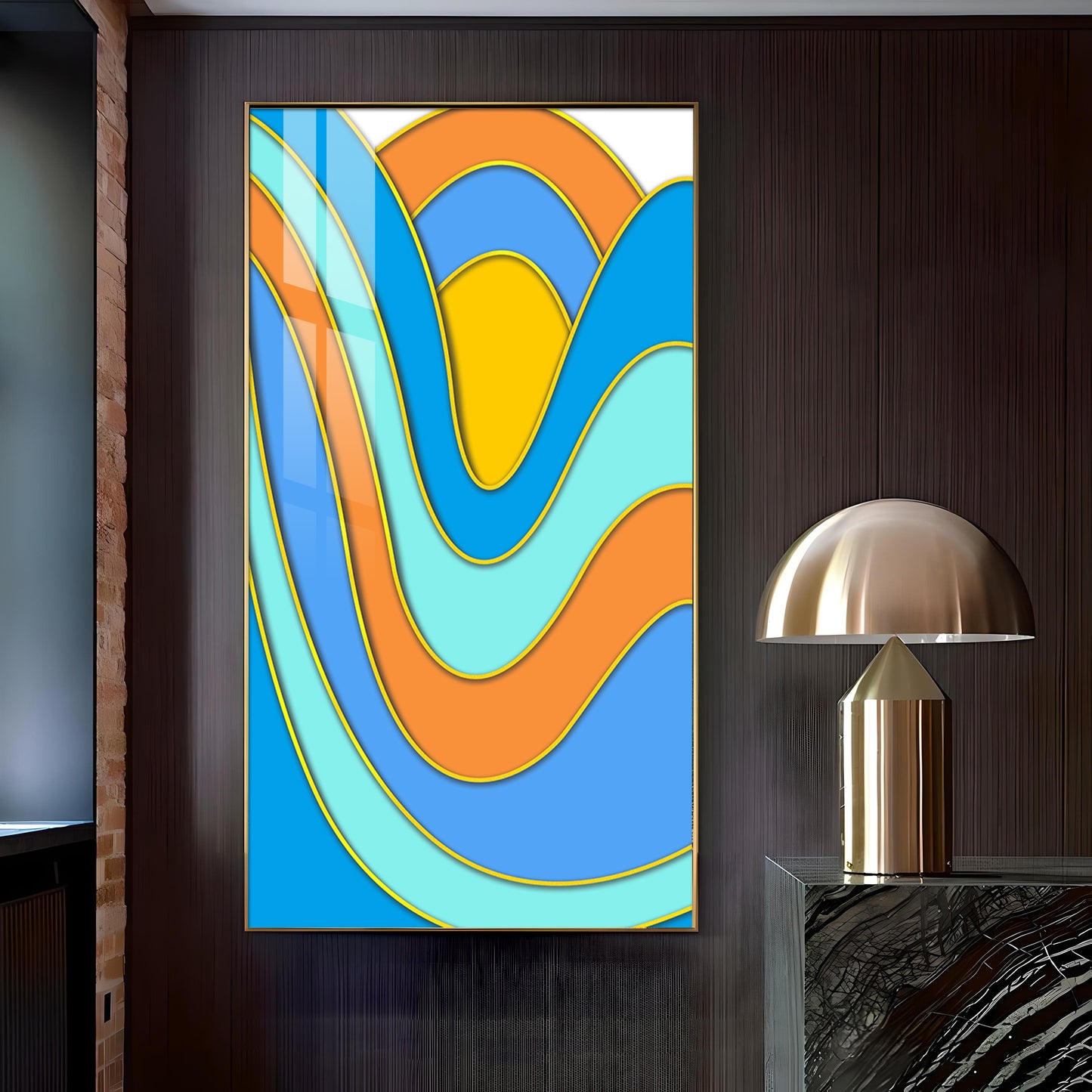 Colorwave Sunburst Glass Finish Vertical Wall Art