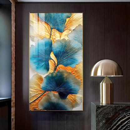 Noir Petal Glass Finish Vertical Wall Art