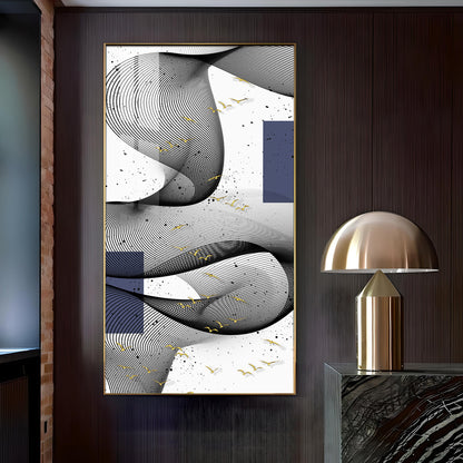 Elegant Waves Glass Finish Vertical Wall Art