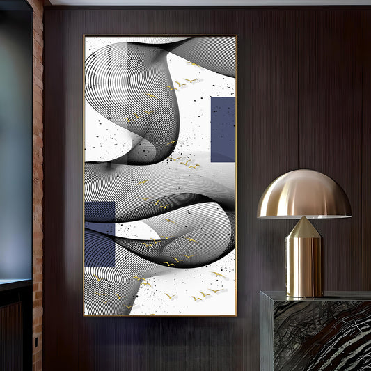 Elegant Waves Glass Finish Vertical Wall Art