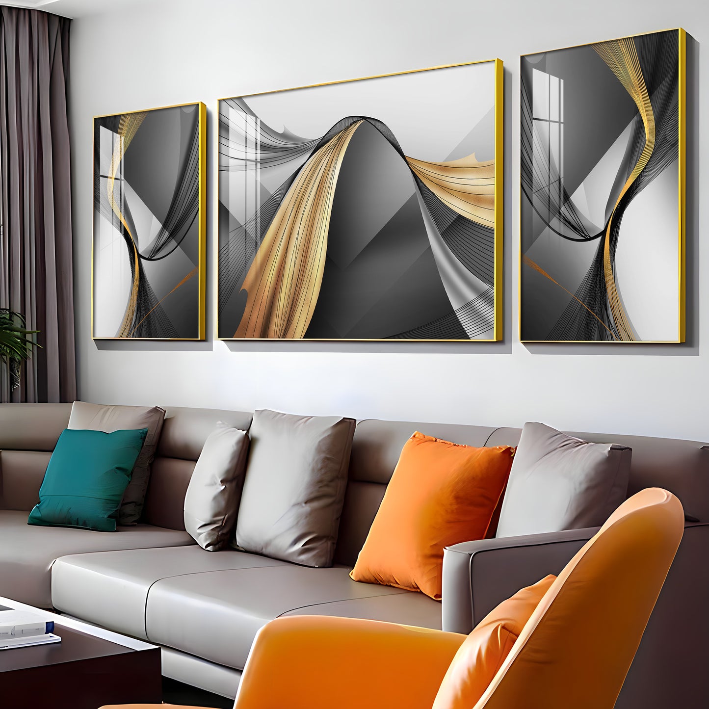 Reflective Art Glass Finish Wall Art (Set Of 3)