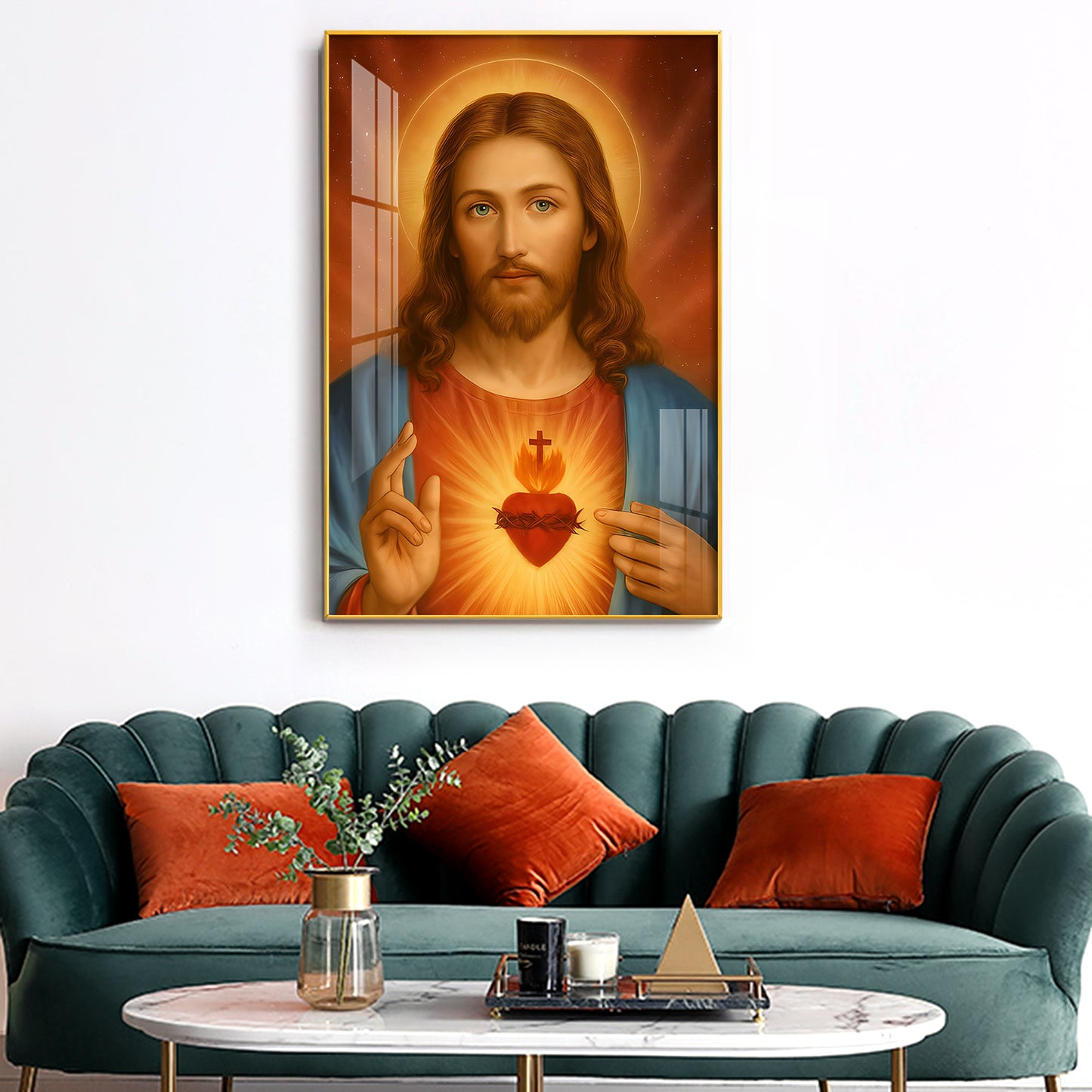 Father Lord Jesus Glass Finish Vertical Wall Art