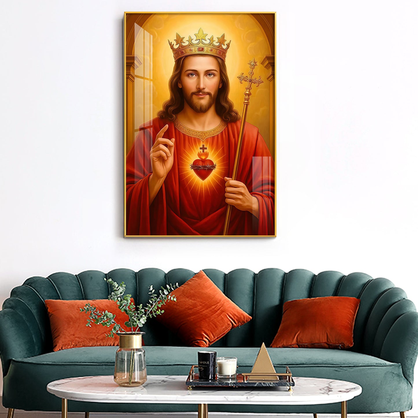 Christian God jesus Glass Finish Vertical Wall Art