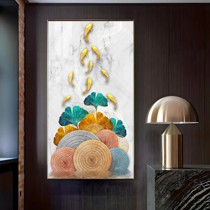 Chromatic Fish Glass Finish Vertical Wall Art