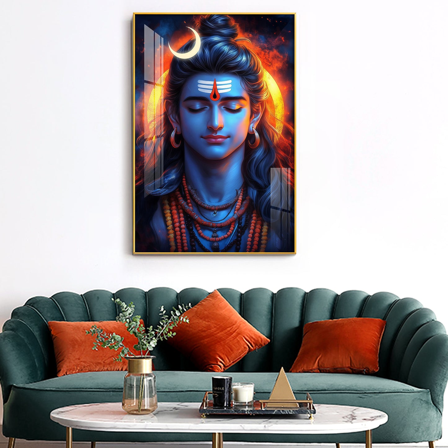 Prabhu Mahadev Ji Glass Finish Vertical Wall Art