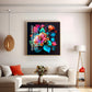Blossom Noir Glass Finish Square Wall Art