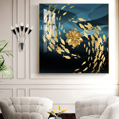 Ethereal Fishes Glass Finish Square Wall Art