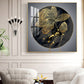Golden Petal Grandeur Glass Finish Square Wall Art