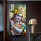 Hare Krishna Ji Glass Finish Vertical Wall Art
