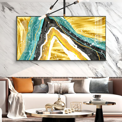 Colorful Marble Finish Glass Finish Horizontal Wall Art