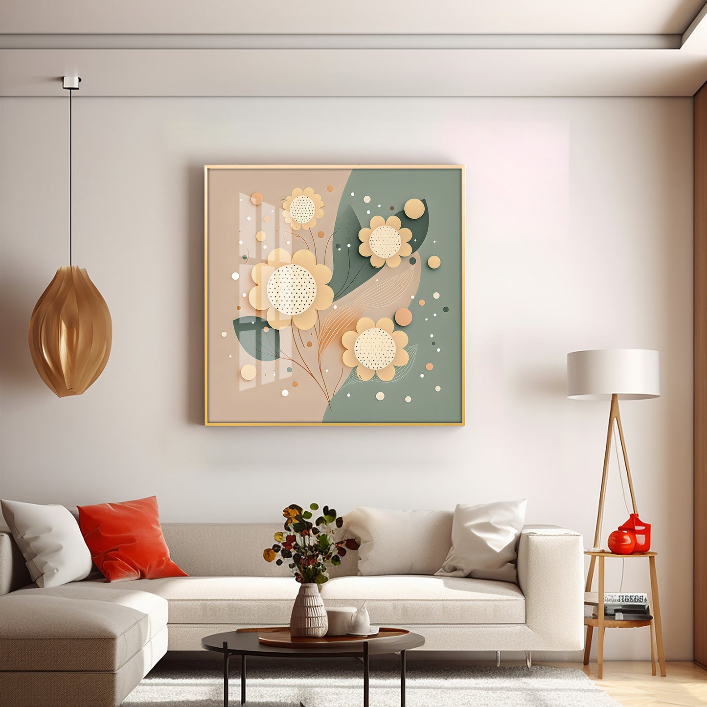 Petal Palette Glass Finish Square Wall Art