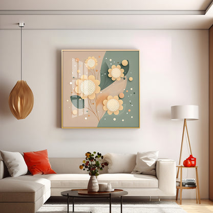 Petal Palette Glass Finish Square Wall Art