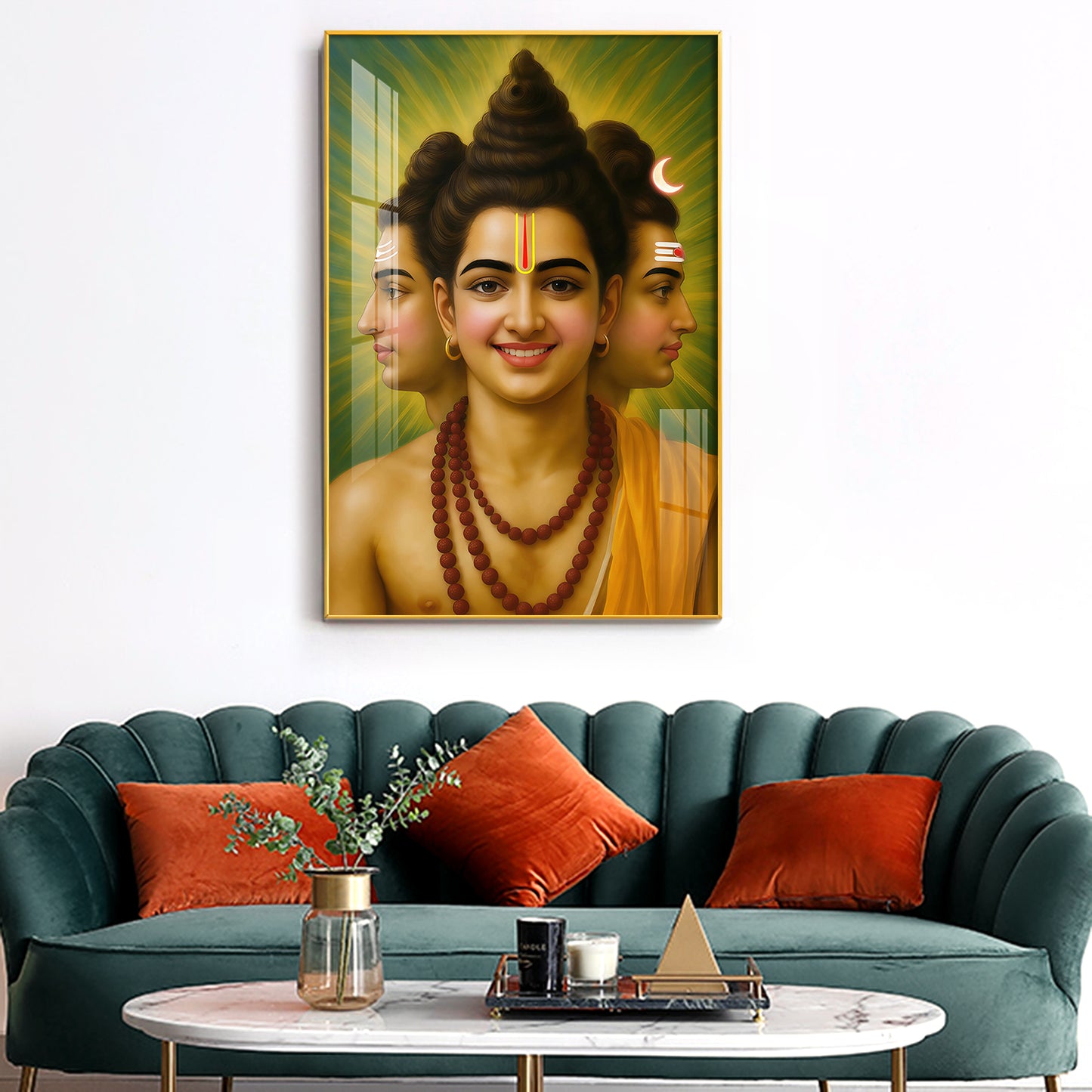 Sri Dattatreya Swami Glass Finish Vertical Wall Art