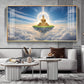 Majestic Buddha In Cloud Glass Finish Horizontal Wall Art