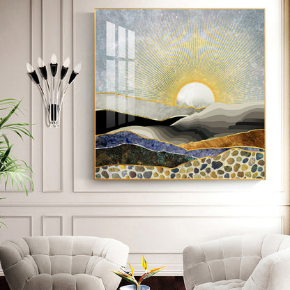 Evening Glow Glass Finish Square Wall Art