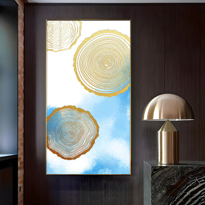 Blue Serenity Rings Glass Finish Vertical Wall Art