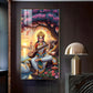Goddess Saraswati Glass Finish Vertical Wall Art
