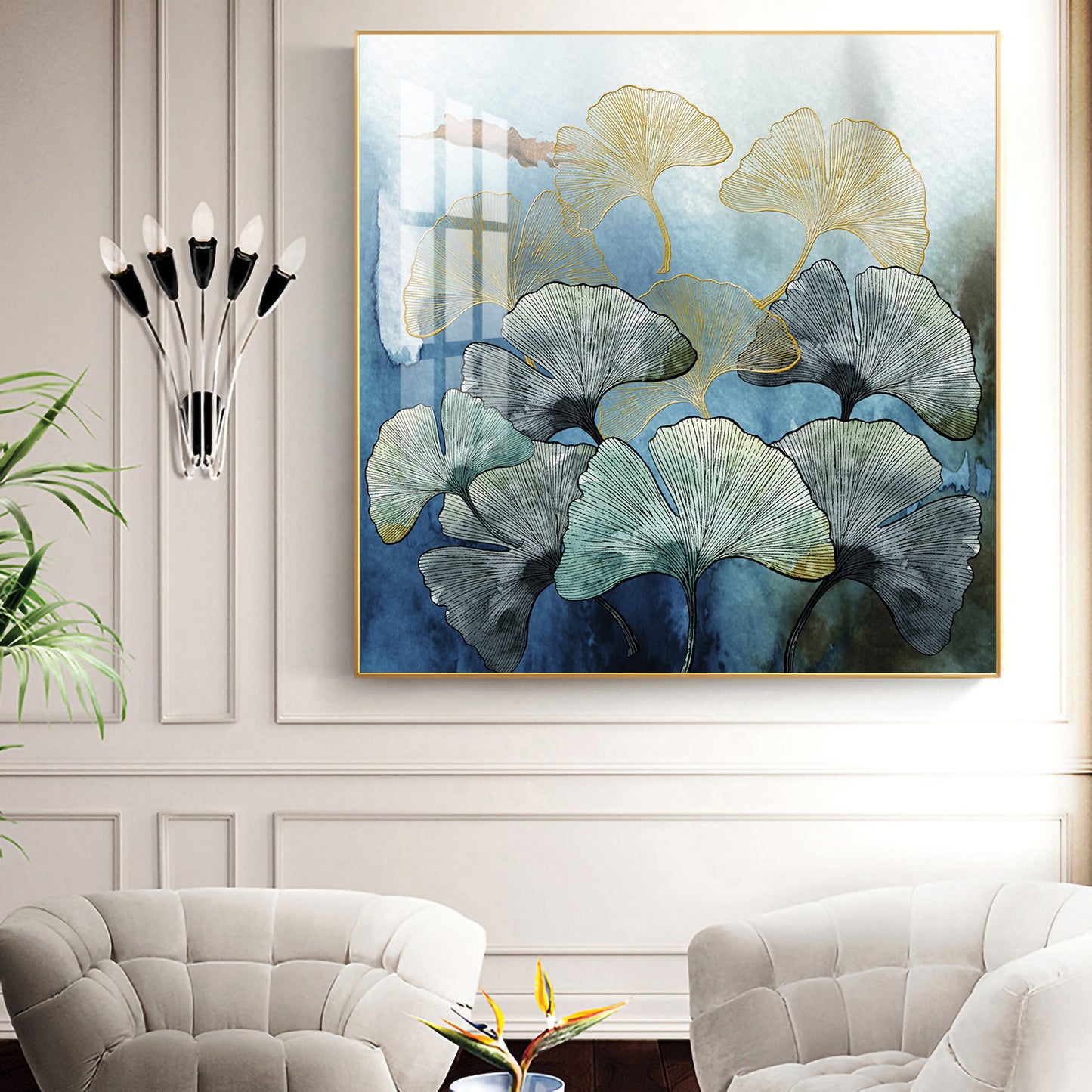 Tranquil Blossom Glass Finish Square Wall Art