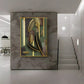 Golden Leaf Elegance Glass Finish Vertical Wall Art
