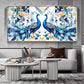 Two Peacock Looking Each Other Glass Finish Horizontal Wall Art