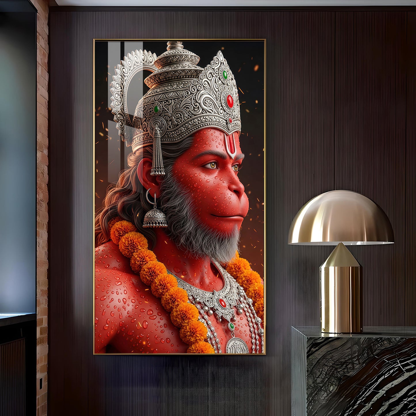 Jai Shri Bajarang Bali Glass Finish Vertical Wall Art