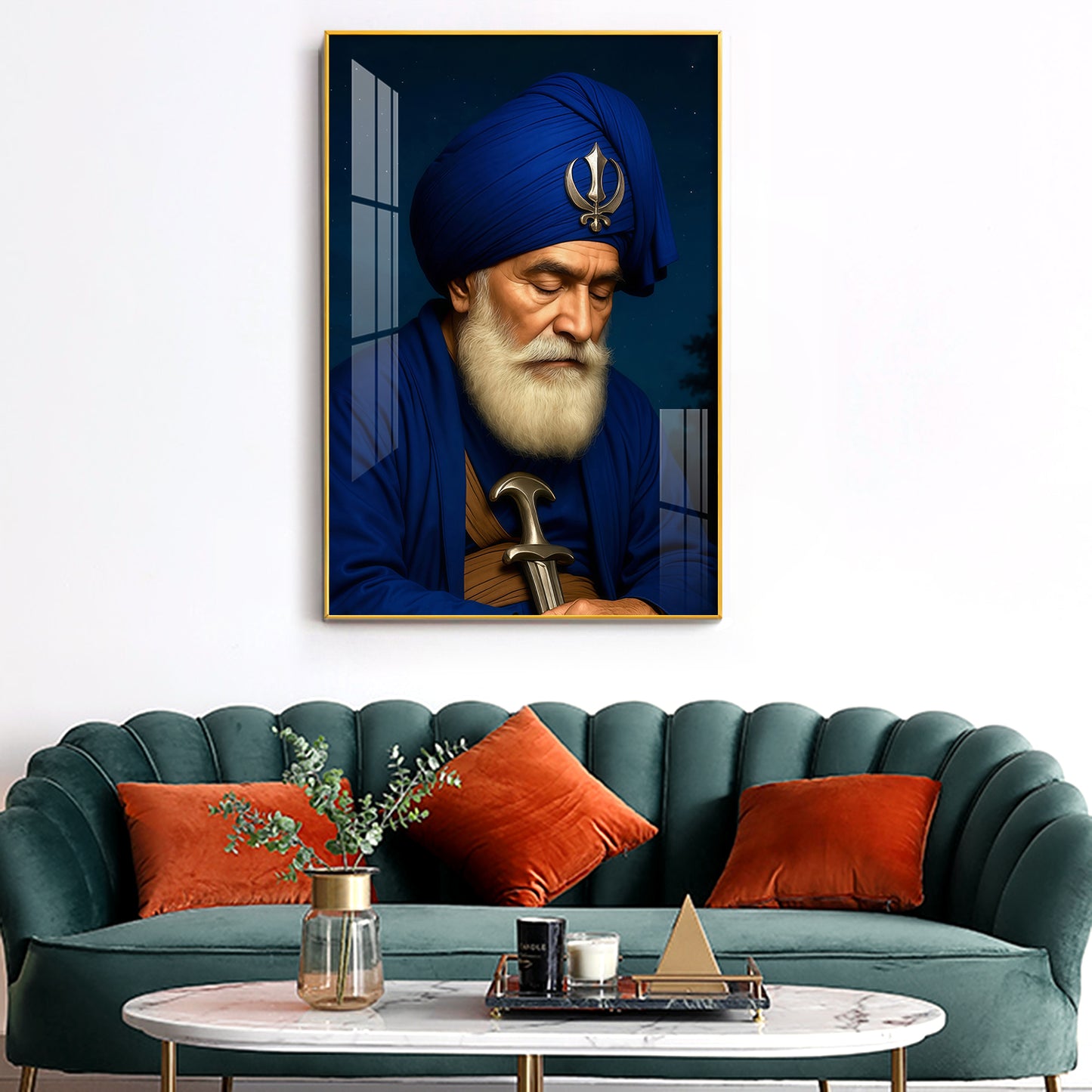 Dhan Dhan Baba Deep Singh Ji Glass Finish Vertical Wall Art