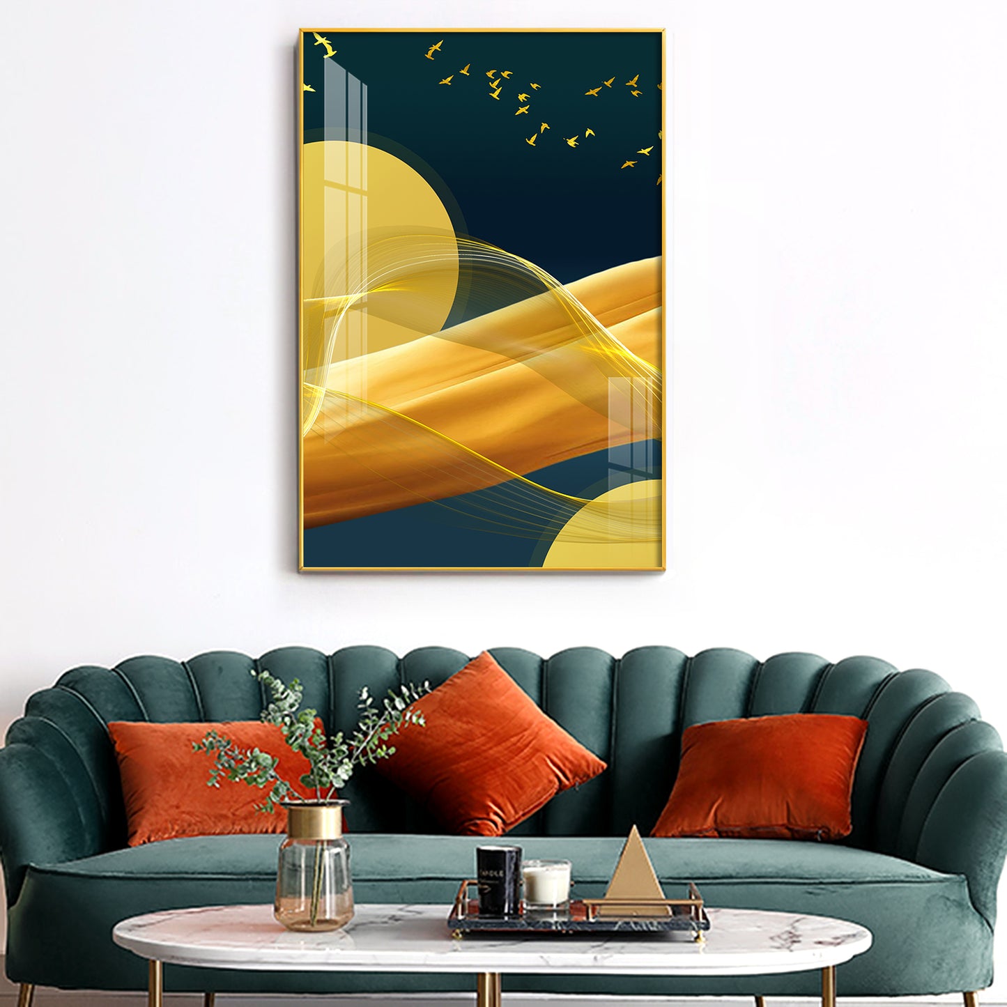 Sunlit Wave Mural Glass Finish Vertical Wall Art