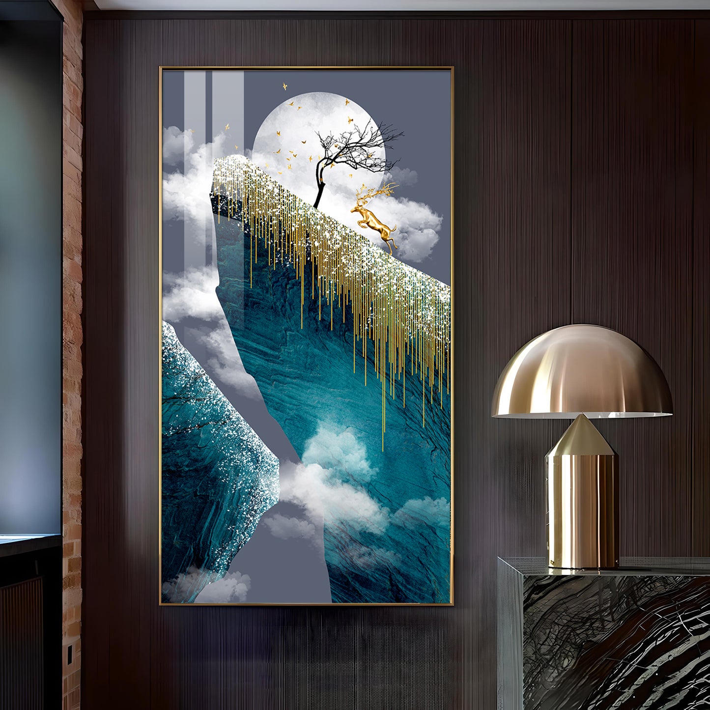 Frosted Heights Glass Finish Vertical Wall Art