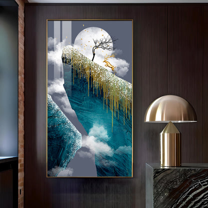 Frosted Heights Glass Finish Vertical Wall Art