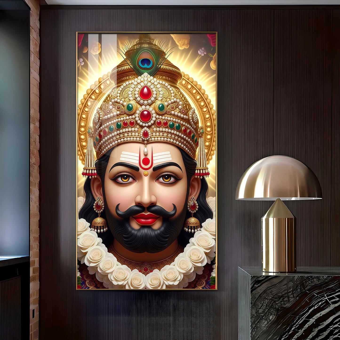 Jai Shri Shyam Baba Glass Finish Vertical Wall Art