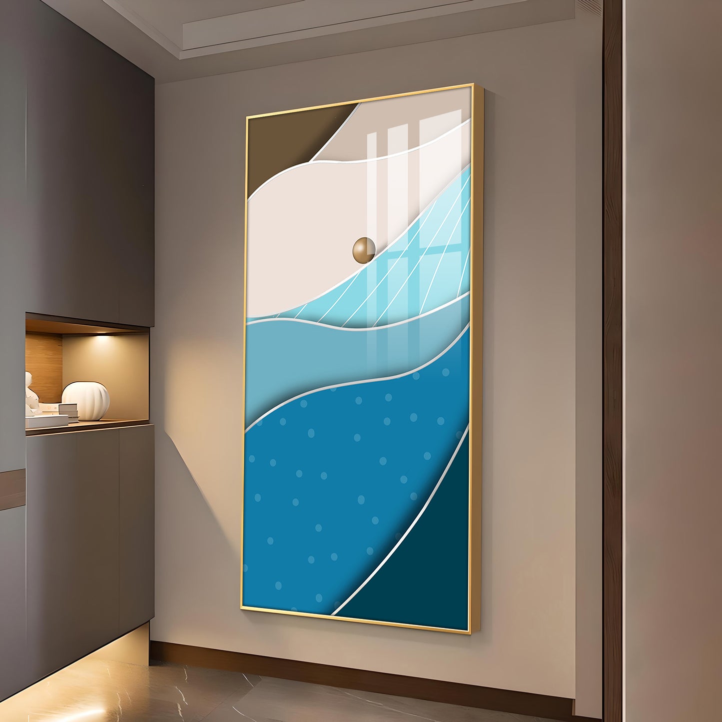 WaveStone Harmony Glass Finish Vertical Wall Art