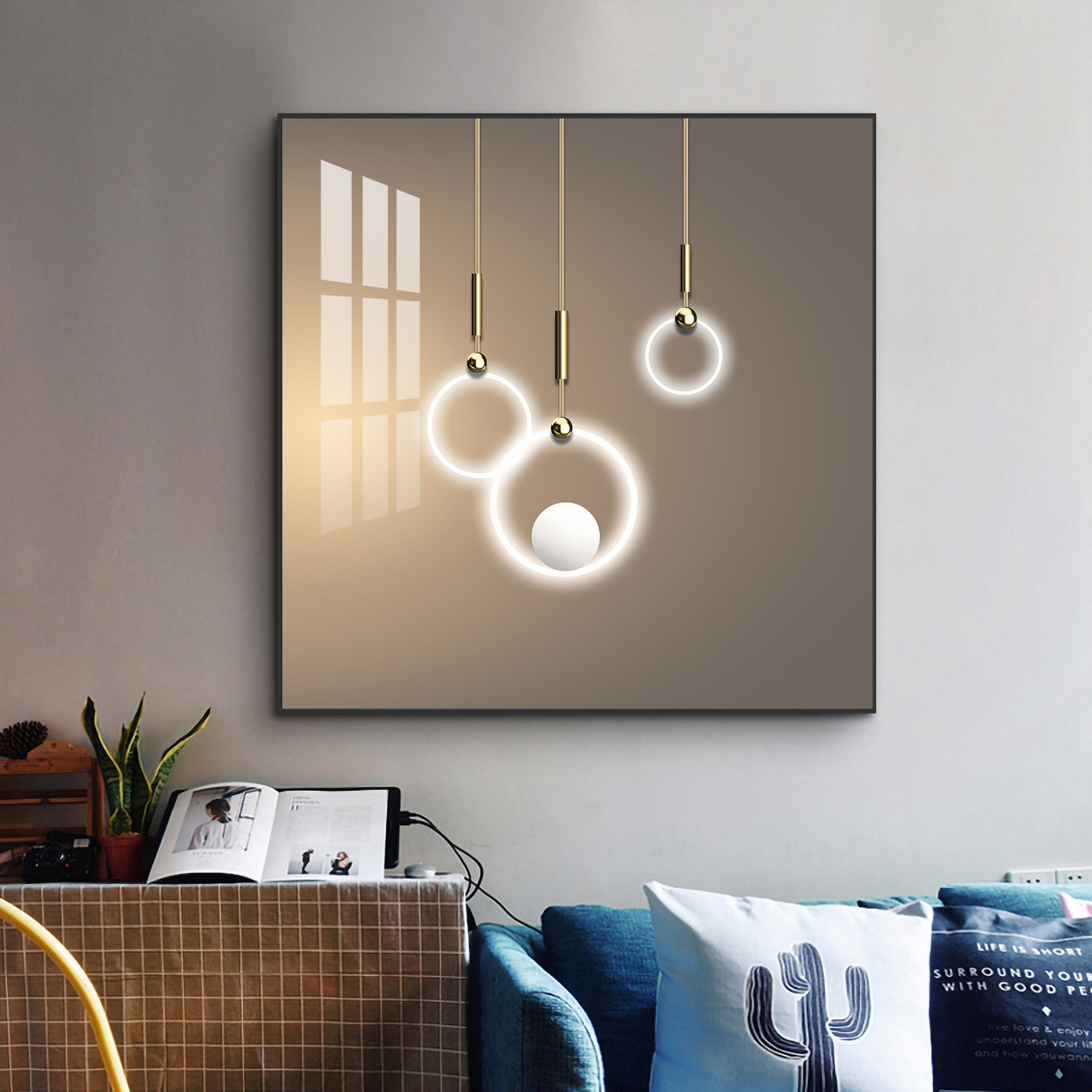 Majestic Circle Ring Glass Finish Square Wall Art