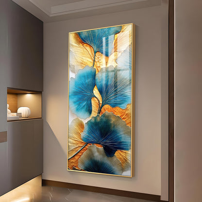 Noir Petal Glass Finish Vertical Wall Art