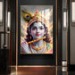 Shri Krishna Ji With Flute Glass Finish Vertical Wall Art