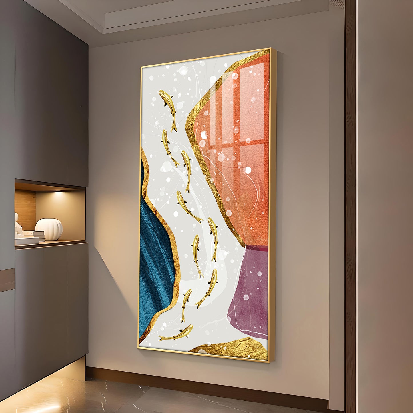 Ethereal Aquatics Glass Finish Vertical Wall Art