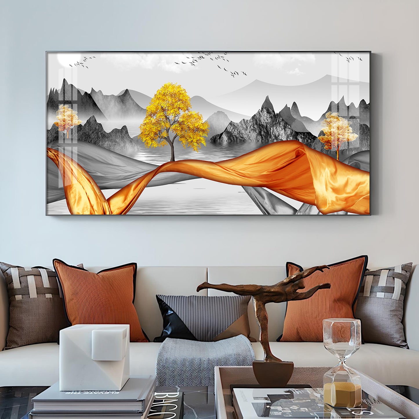 Autumnal Elegance Glass Finish Horizontal Wall Art