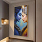 Lord Shiva and Goddess Parvati Glass Finish Vertical Wall Art