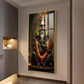 Lord Ganesh Blessing Glass Finish Vertical Wall Art